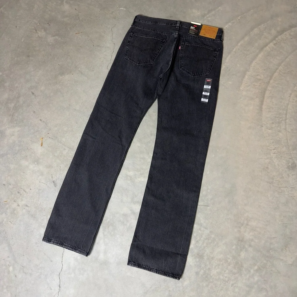 NWT Levi's 501 Original Jeans Mens 36x36 Black Straight Leg Baggy Denim Pants